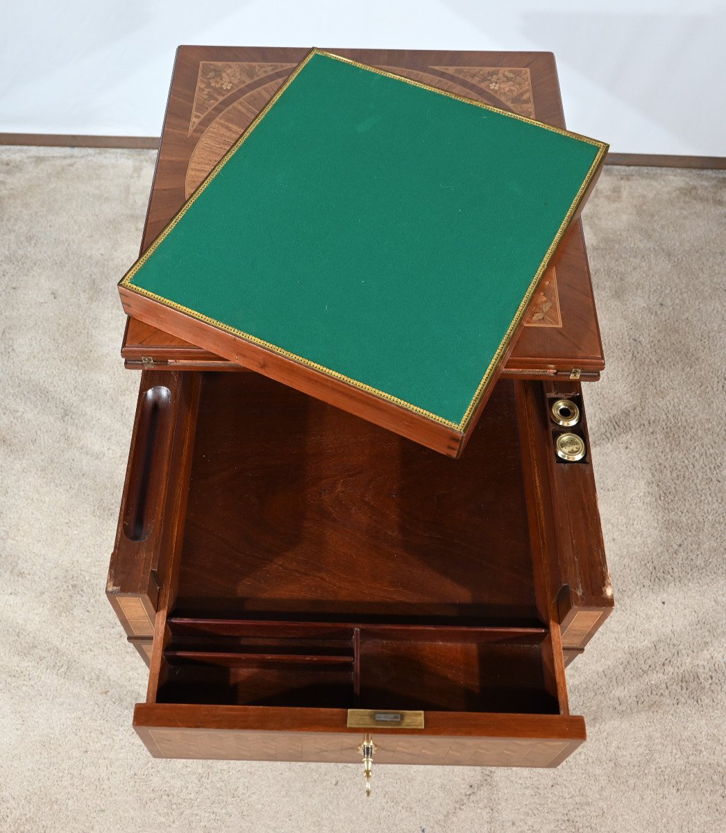 Table à Jeux En Acajou Et Marqueterie, Art Nouveau –1920-photo-5
