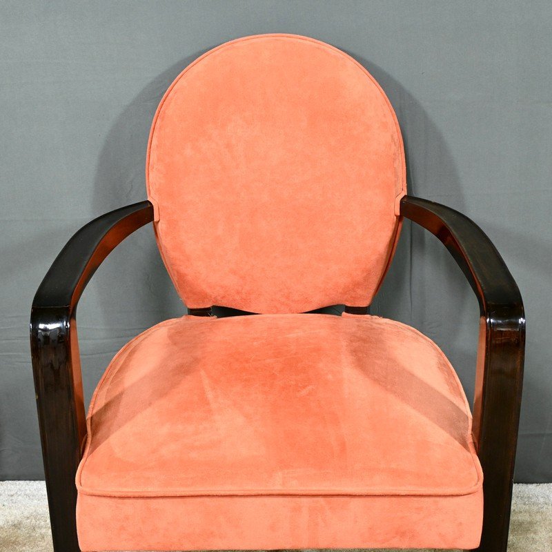 Pair Of Art Deco Bridge Armchairs In Rosewood Beech – 1920-photo-1