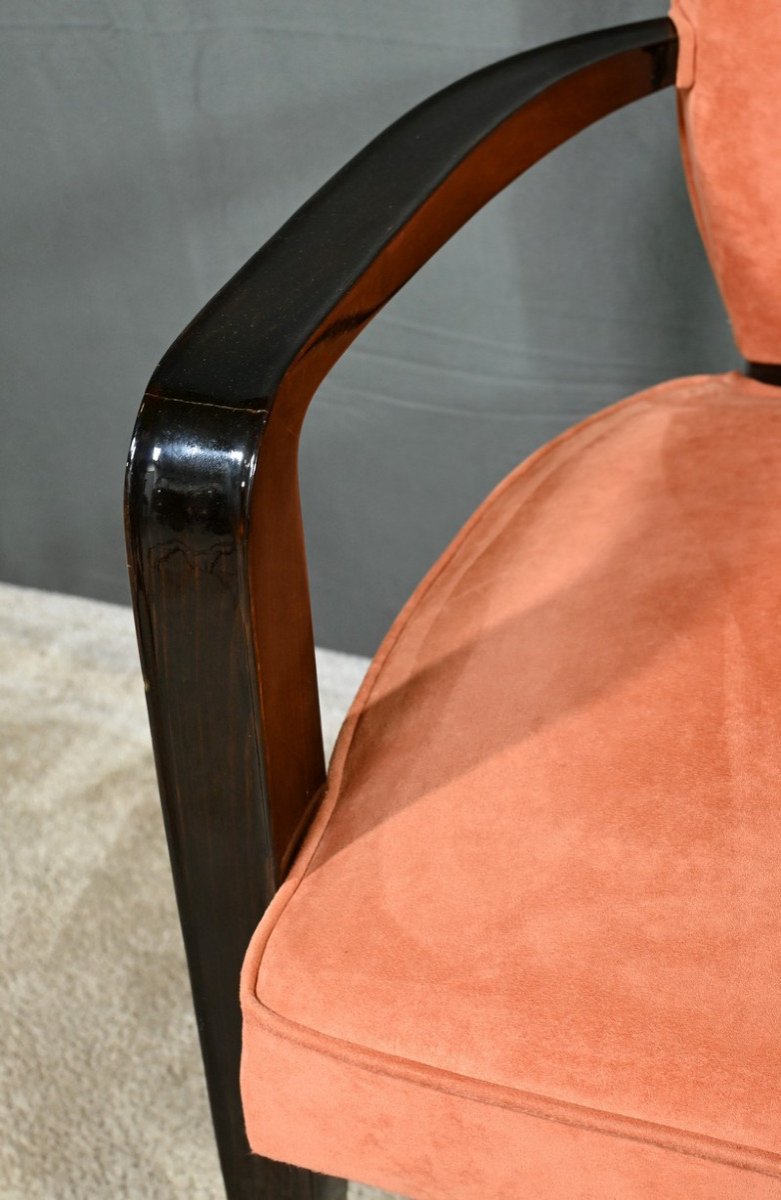 Pair Of Art Deco Bridge Armchairs In Rosewood Beech – 1920-photo-4