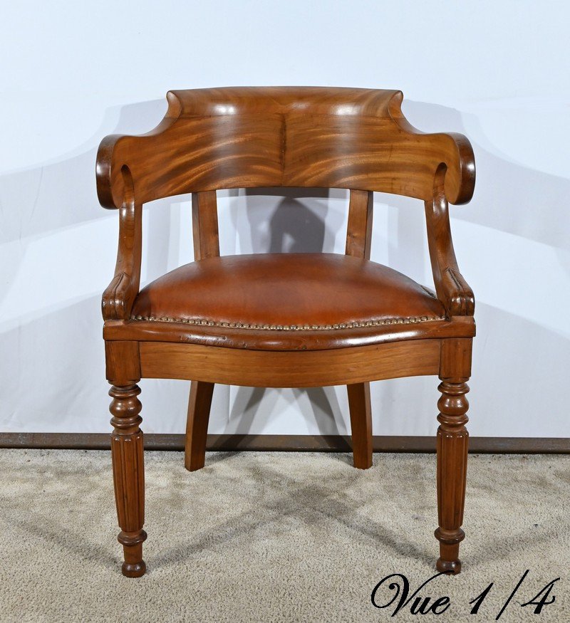 Fauteuil De Bureau En Acajou, époque Louis Philippe – Milieu XIXe-photo-4