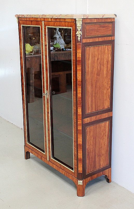 Petite Vitrine En Placage d'Acajou Blond, Style Louis XVI - XIXe-photo-3