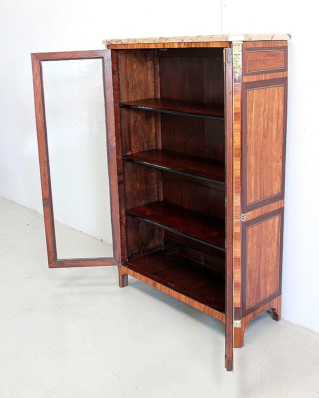 Petite Vitrine En Placage d'Acajou Blond, Style Louis XVI - XIXe-photo-4
