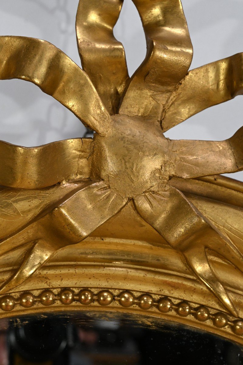 Miroir Ovale En Bois Doré, Style Louis XVI, époque Napoléon III – Milieu XIXe-photo-2