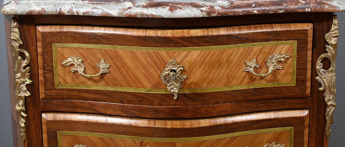 Petite Commode En Marqueterie, Style Transition Louis XV-louis XVI – Début XXe-photo-3