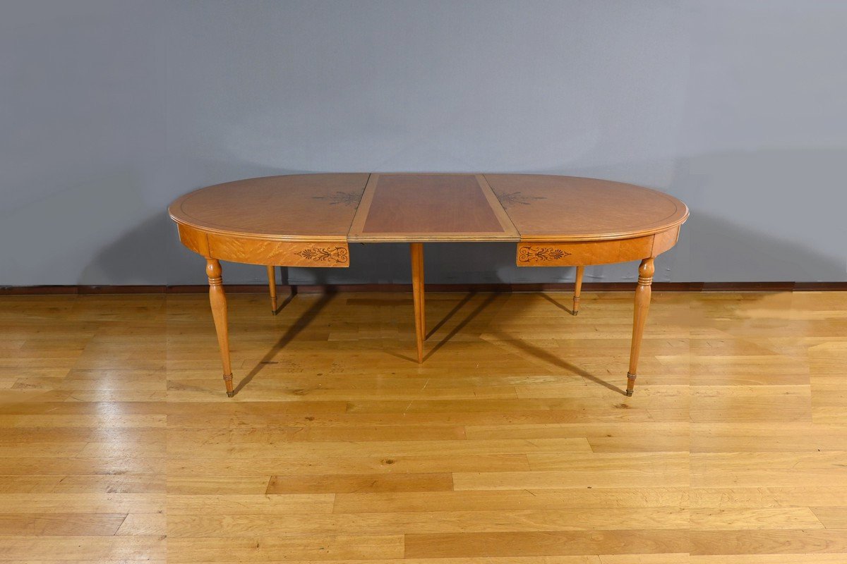 Oval Extendable Table In Speckled Maple, Charles X Style – Mid 20th Century-photo-2