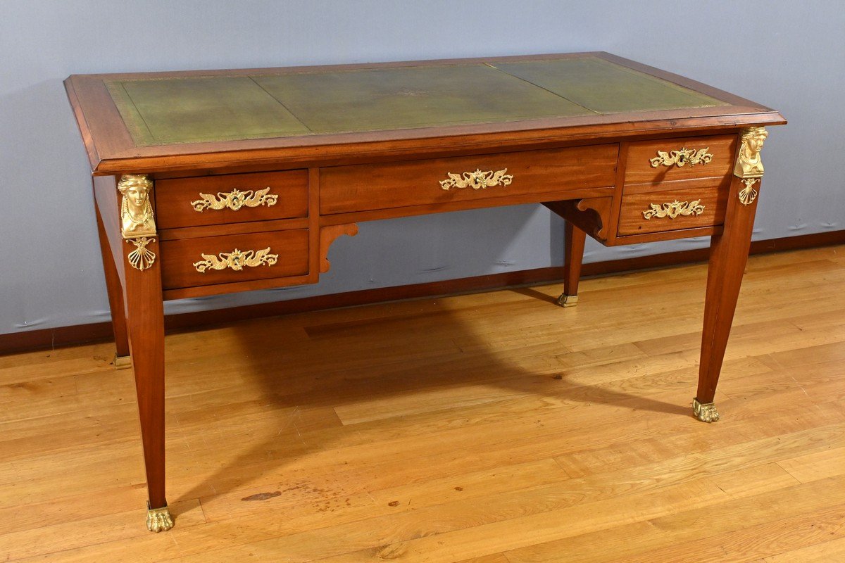 Mahogany Middle Desk, Return From Egypt Style – Early 20th Century-photo-2