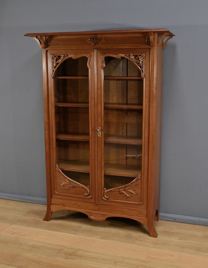 Bibliothèque En Acajou Blond, Art Nouveau – Début XXe-photo-3