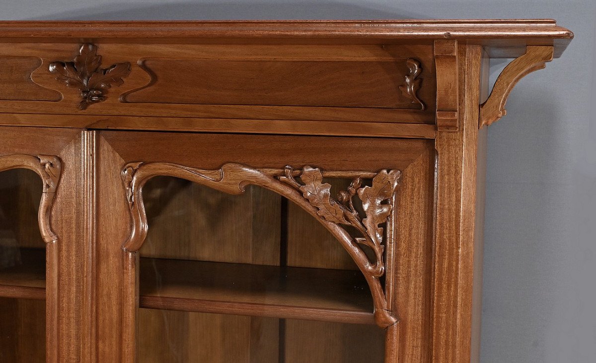 Bibliothèque En Acajou Blond, Art Nouveau – Début XXe-photo-2
