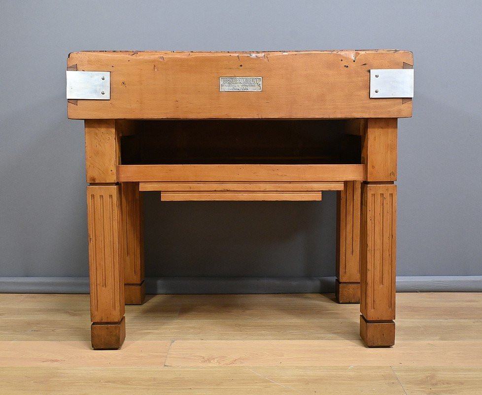 Solid Beech Butcher's Block, X.aubert Factory – 1950-photo-2
