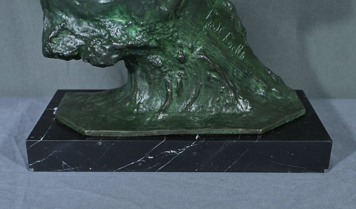 Bronze « Jean Mermoz » Par F. Focht, Art Déco – 1930-photo-1