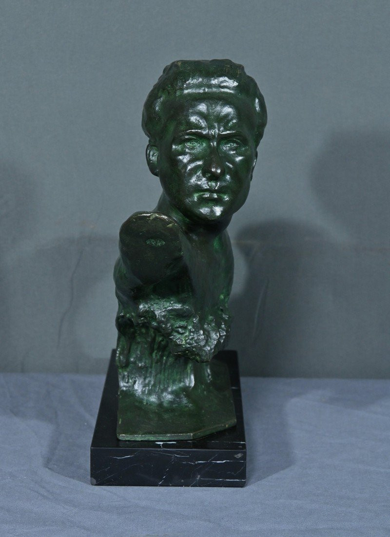 Bronze « Jean Mermoz » Par F. Focht, Art Déco – 1930-photo-3
