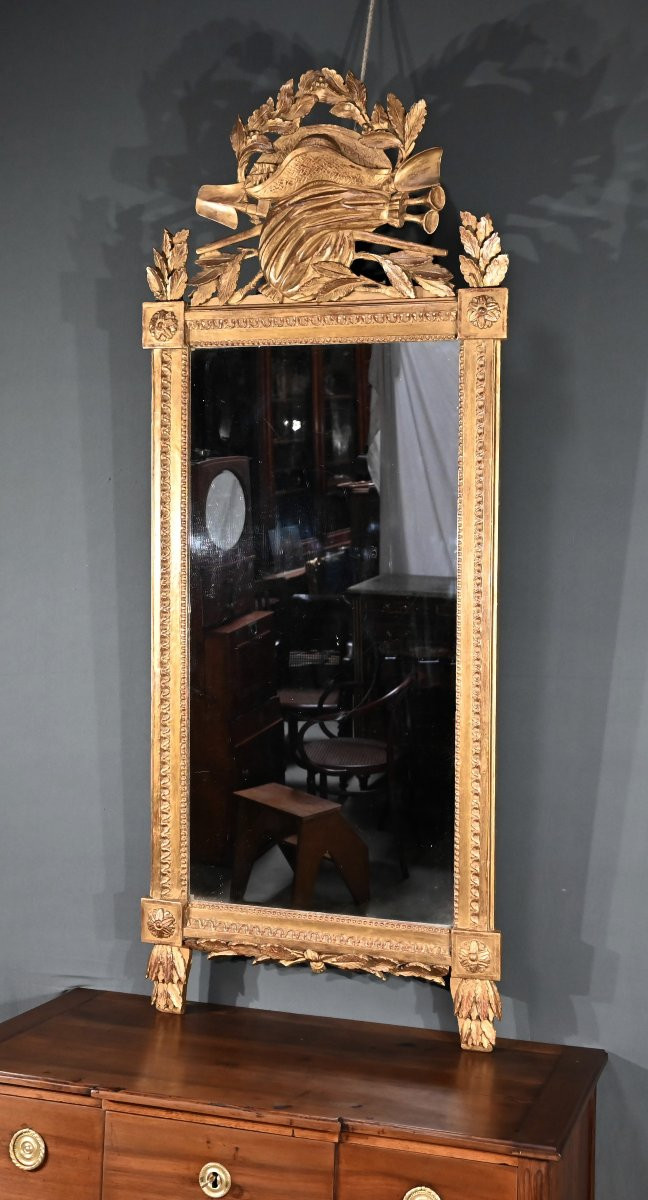 Important Gilded Wood Mirror, Louis XV Period – 1768-photo-2