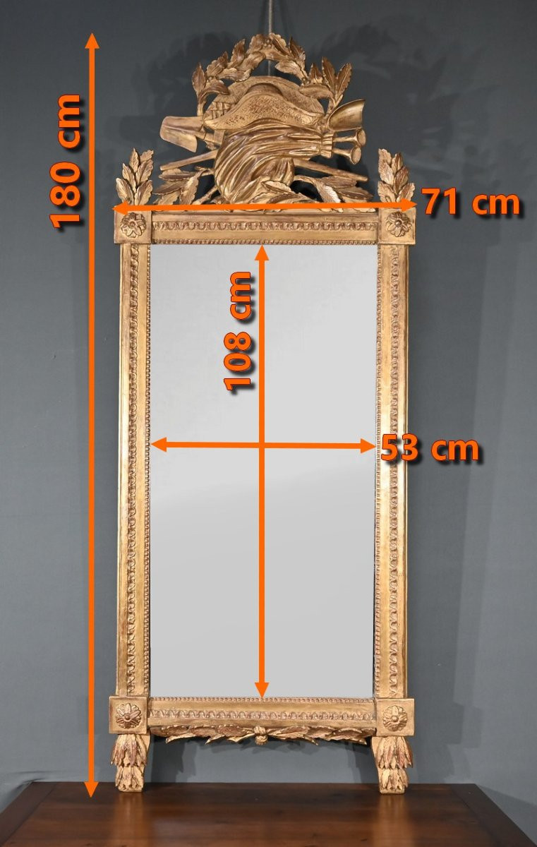 Important Gilded Wood Mirror, Louis XV Period – 1768-photo-4