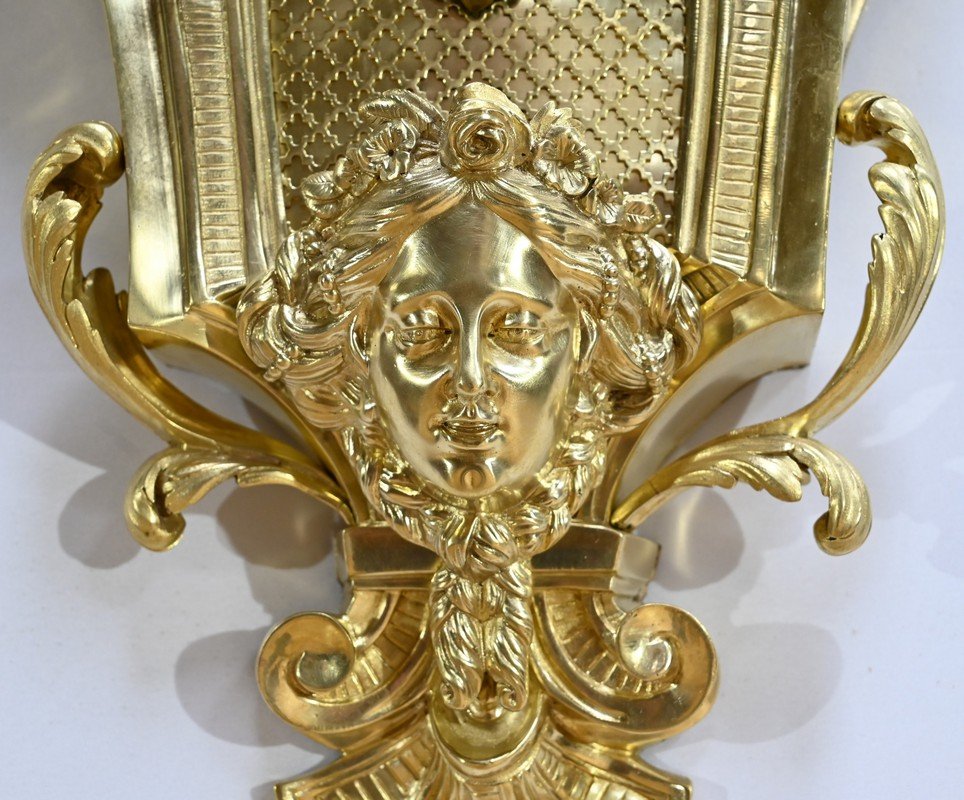Important Cartel D’applique En Bronze Doré, Maison Prosper Roussel – Milieu XIXe-photo-6