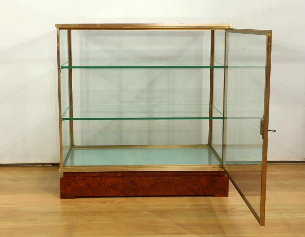Vitrine De Présentation En Laiton Et Orme - 1950-photo-4