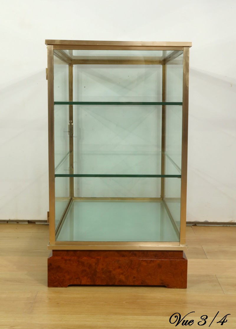 Vitrine De Présentation En Laiton Et Orme - 1950-photo-3