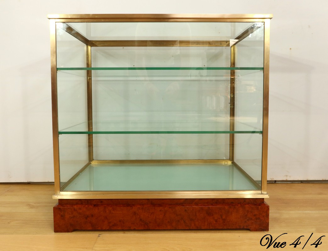 Vitrine De Présentation En Laiton Et Orme - 1950-photo-4