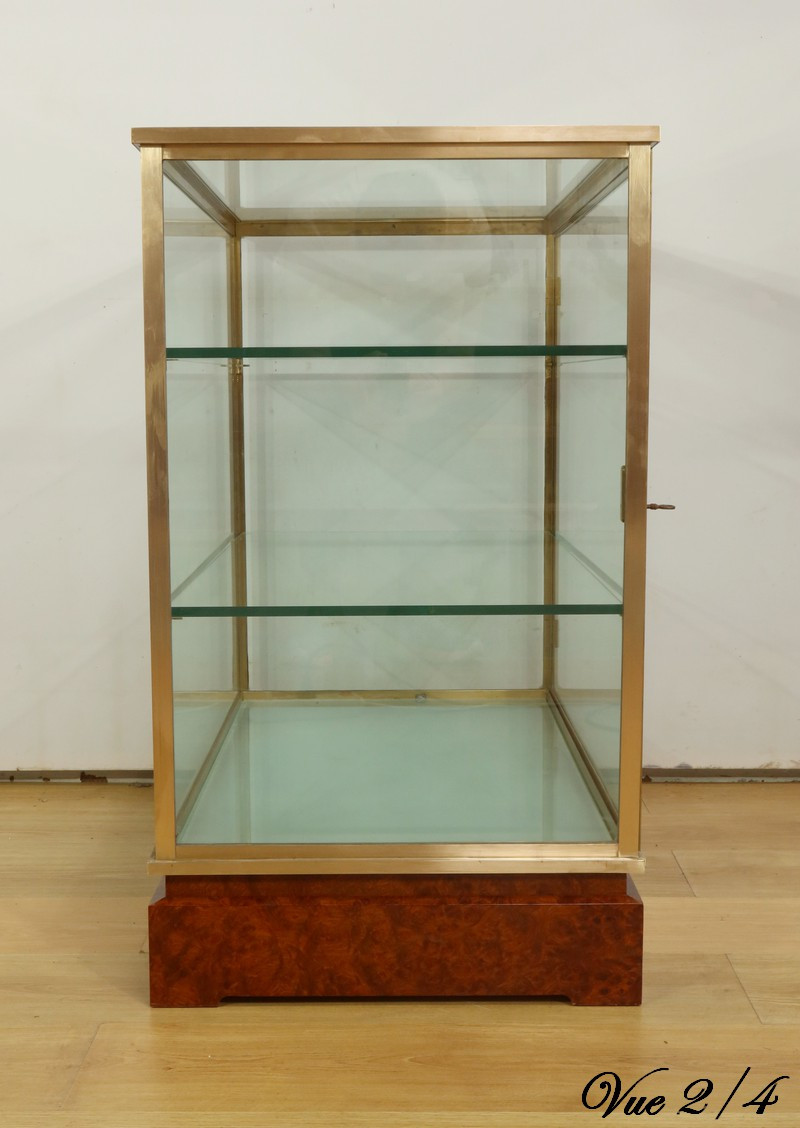 Vitrine De Présentation En Laiton Et Orme - 1950-photo-5