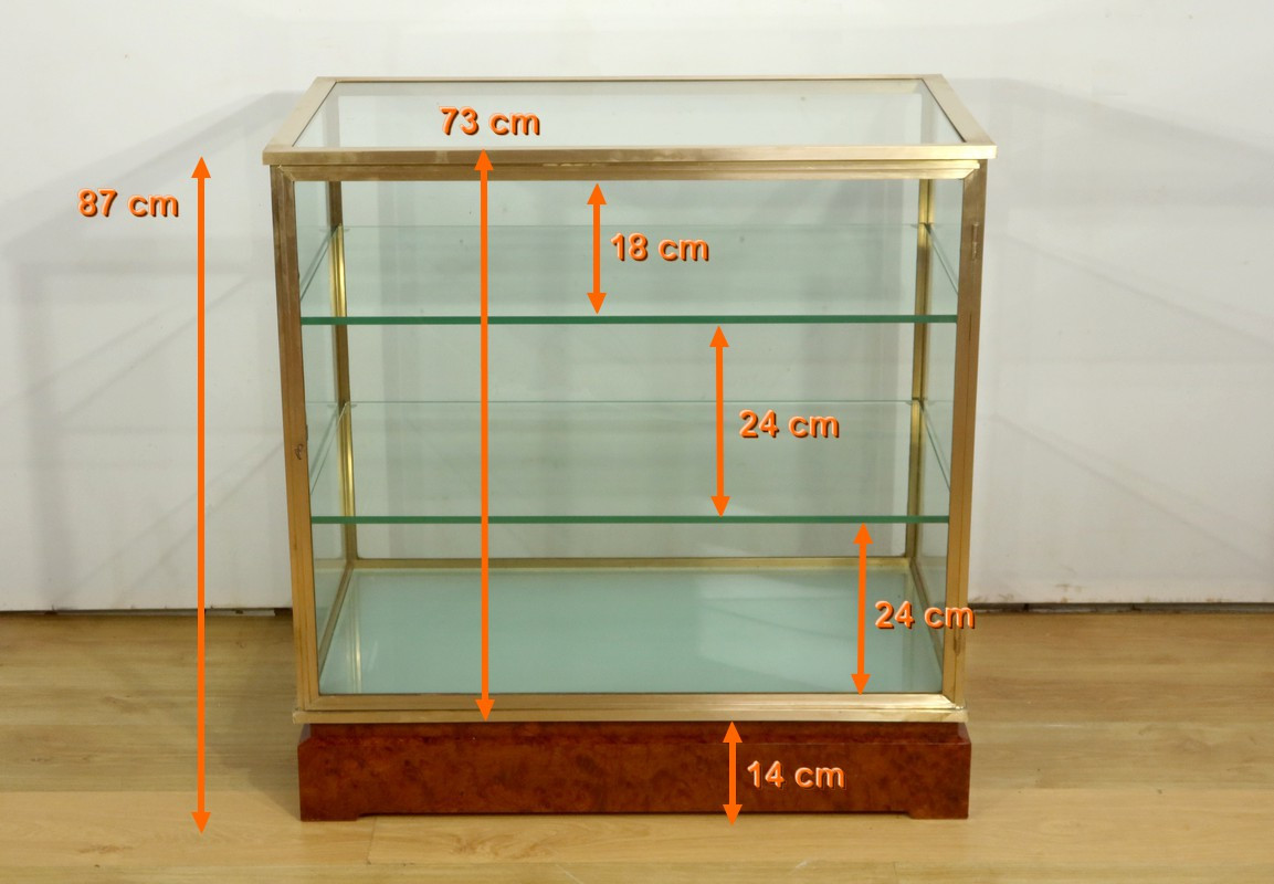 Vitrine De Présentation En Laiton Et Orme - 1950-photo-7