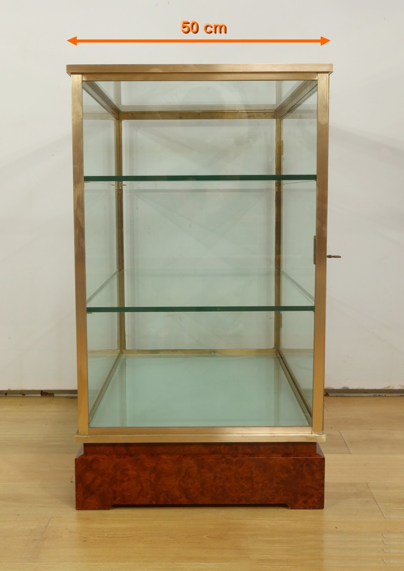 Vitrine De Présentation En Laiton Et Orme - 1950-photo-8