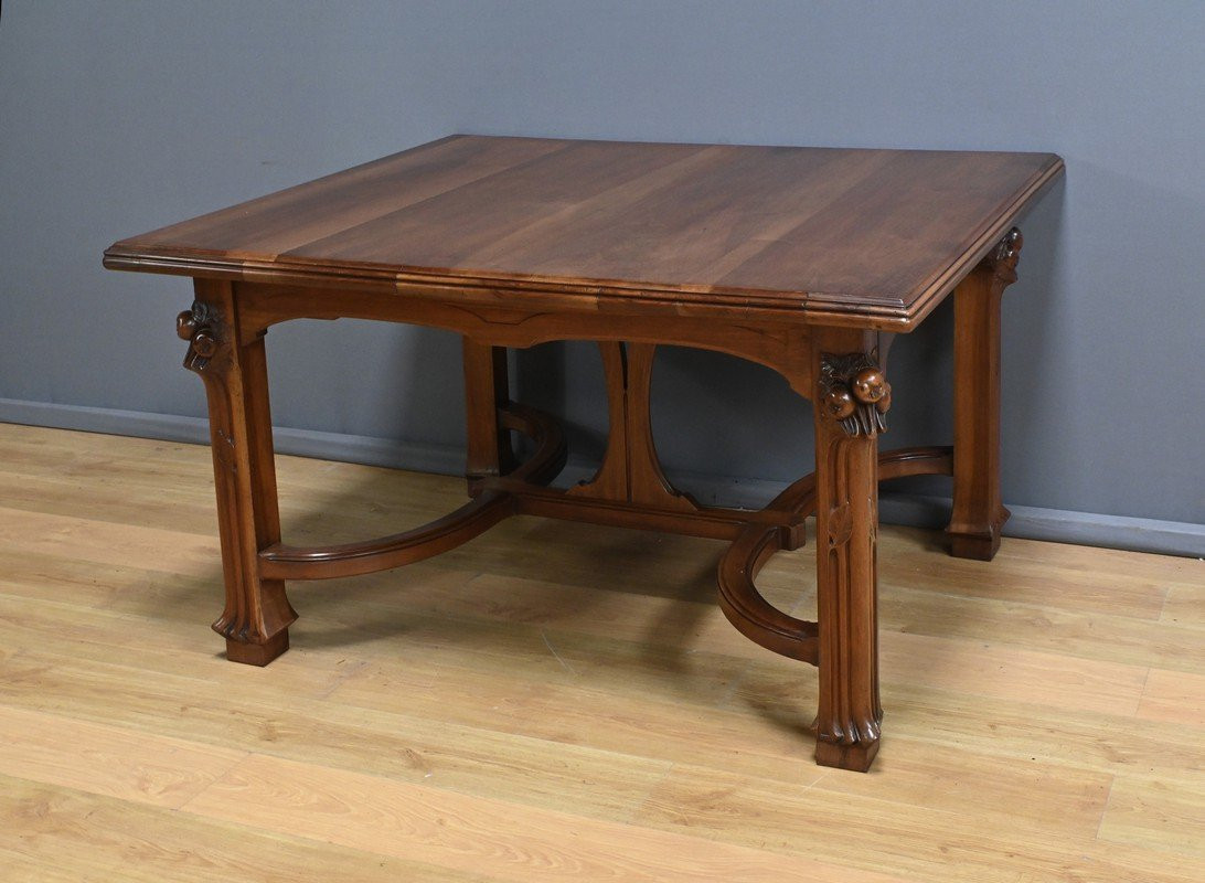Table à Allonges en Noyer, Art Nouveau, 20 couverts – Début XXe-photo-2