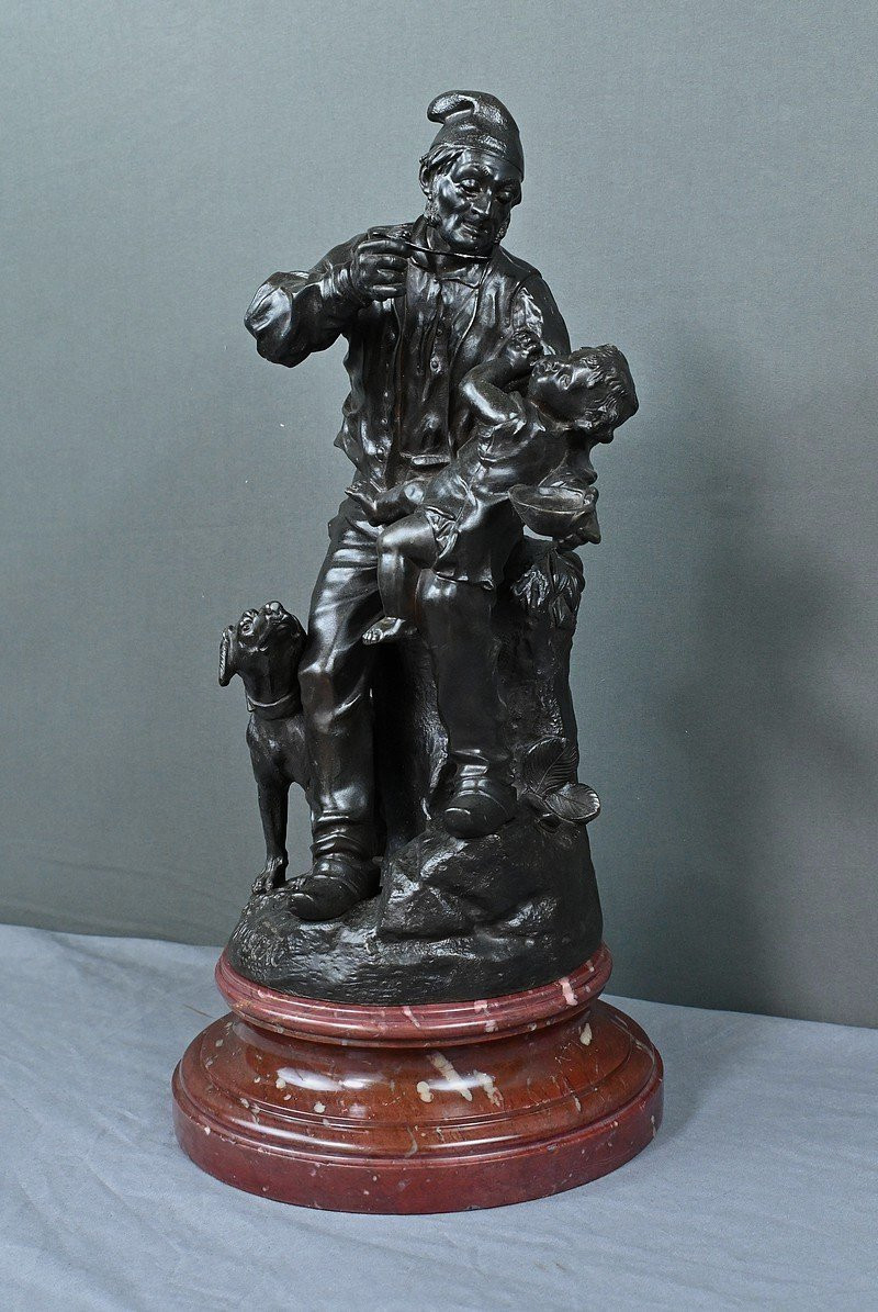 Bronze “the First Meal” By V. Rousseau – Early 20th Century-photo-3