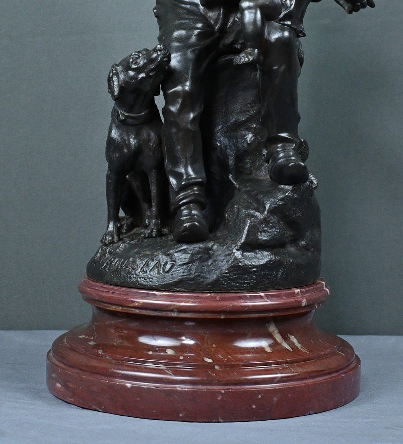 Bronze “the First Meal” By V. Rousseau – Early 20th Century-photo-4