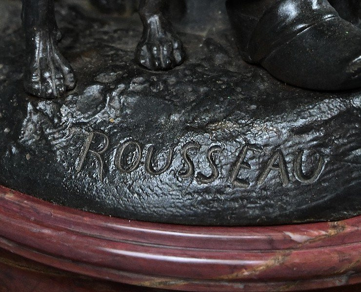Bronze “the First Meal” By V. Rousseau – Early 20th Century-photo-5