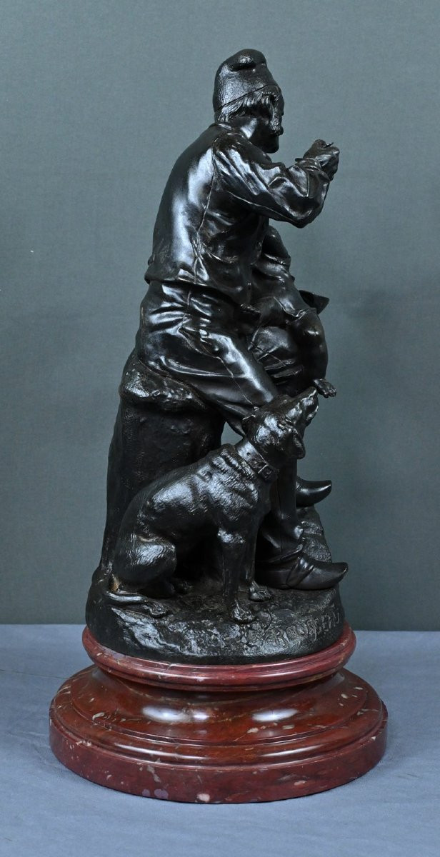 Bronze “the First Meal” By V. Rousseau – Early 20th Century-photo-6