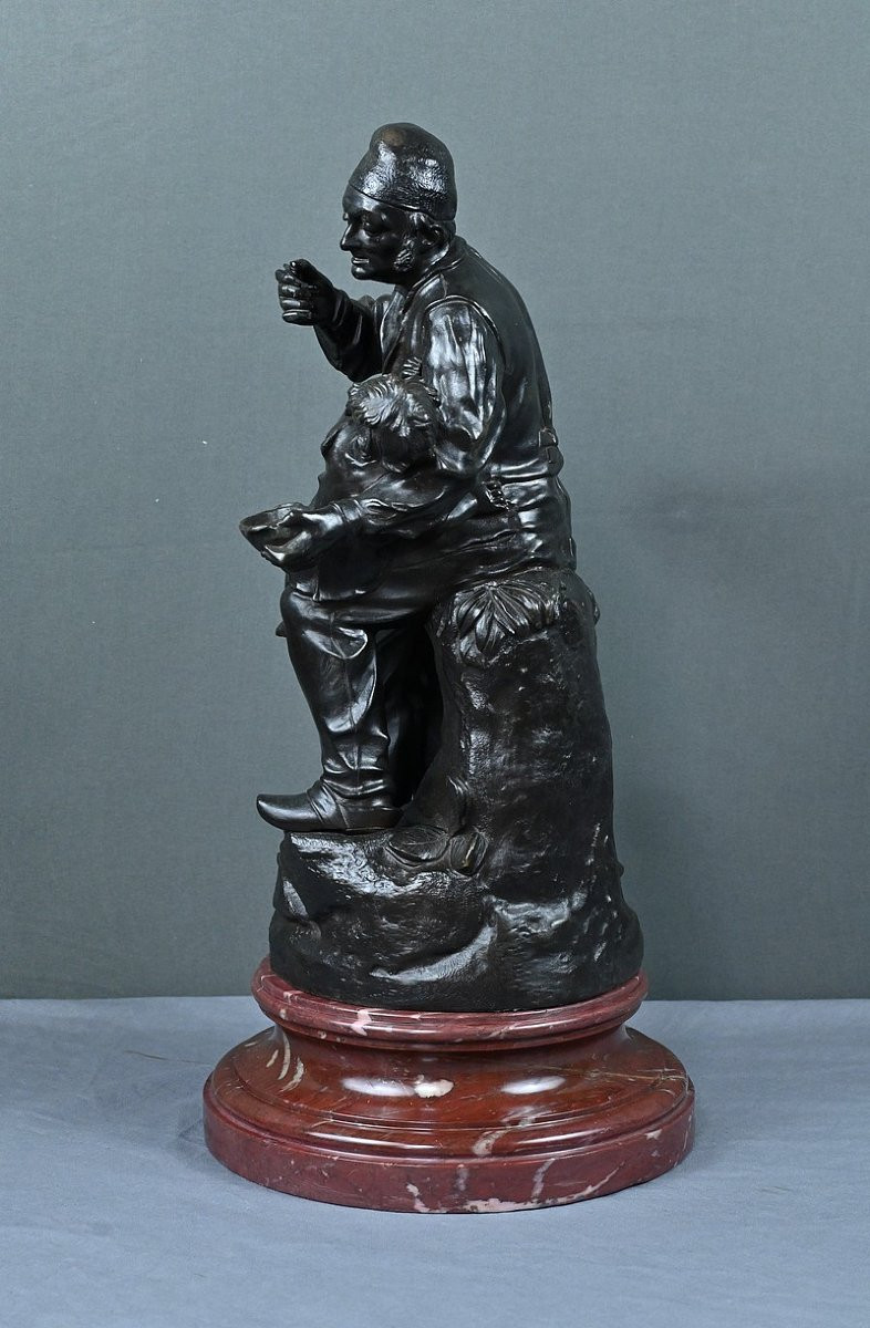 Bronze “the First Meal” By V. Rousseau – Early 20th Century-photo-8