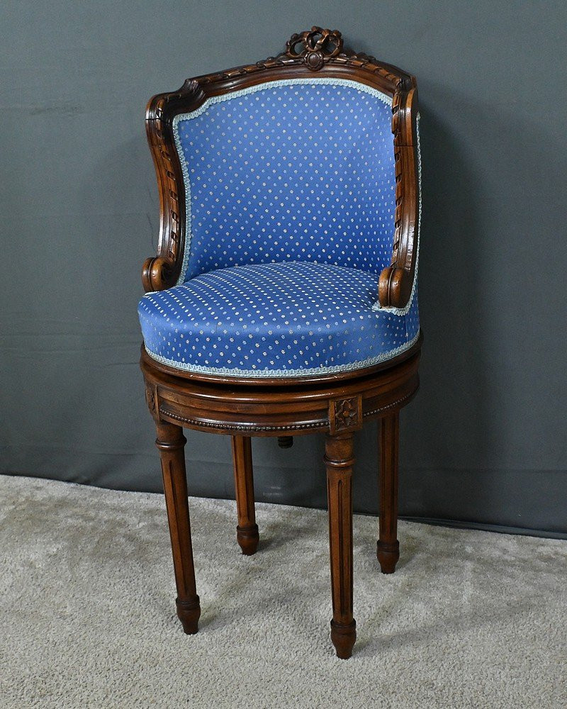 Louis XVI Style Beech Swivel Harpist Chair – Early 20th Century-photo-2