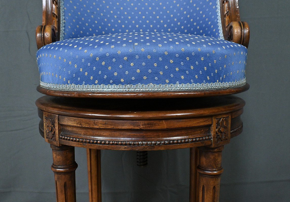 Louis XVI Style Beech Swivel Harpist Chair – Early 20th Century-photo-6