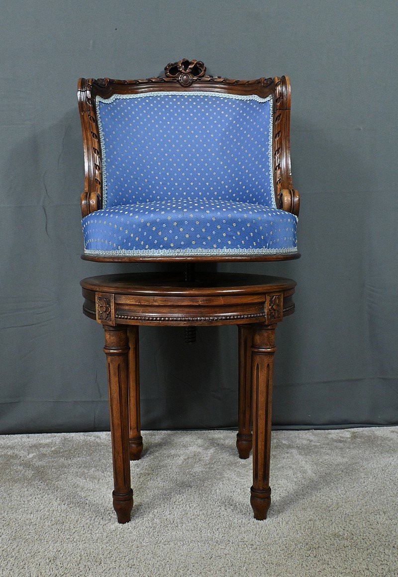 Louis XVI Style Beech Swivel Harpist Chair – Early 20th Century-photo-8