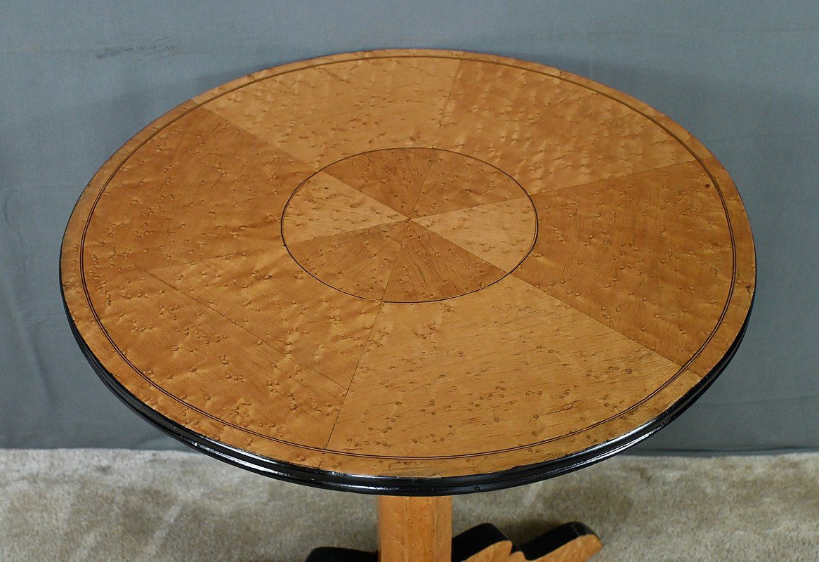 Speckled Maple Pedestal Table, Napoleon III Period – Part 2 Of The 19th Century-photo-3