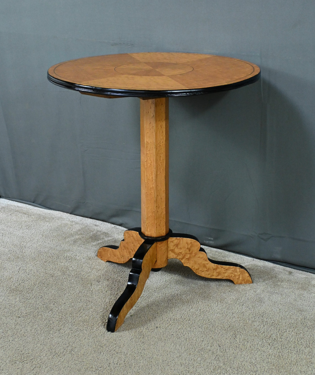 Speckled Maple Pedestal Table, Napoleon III Period – Part 2 Of The 19th Century