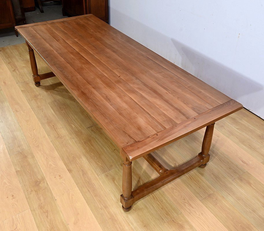 Table de Ferme en Bois de Pommier, goût Louis XIII - XXe-photo-2