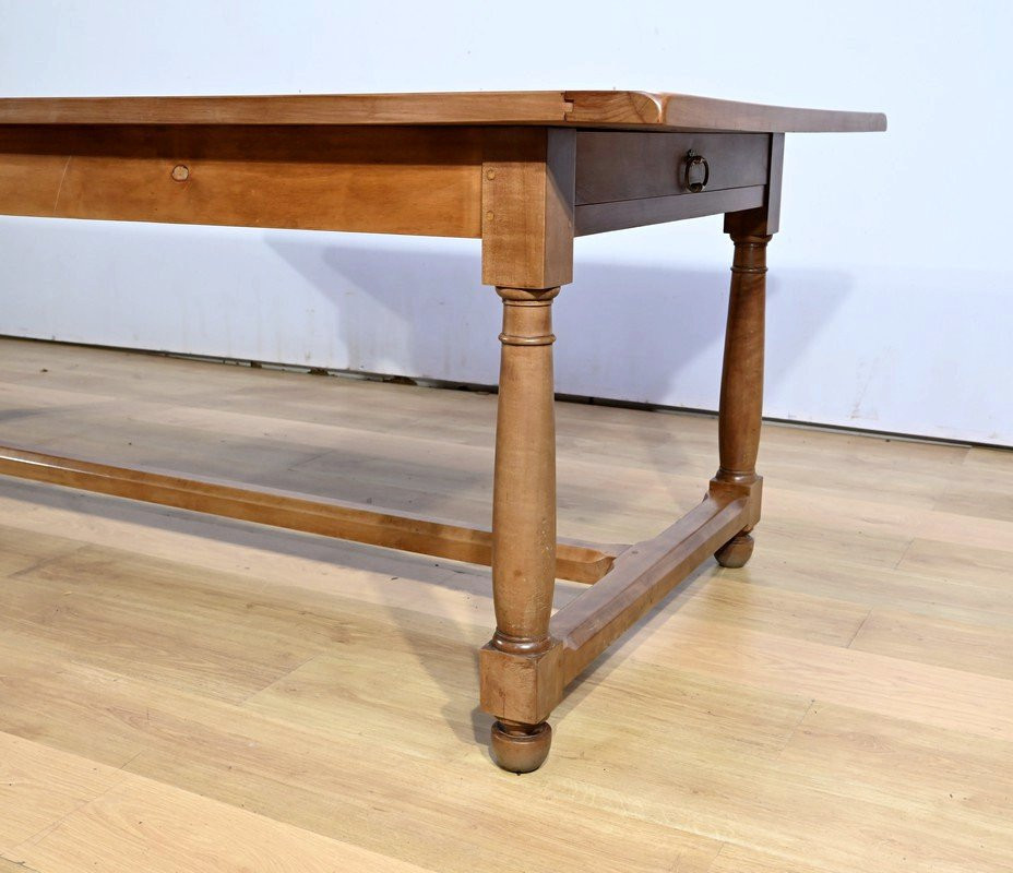 Table de Ferme en Bois de Pommier, goût Louis XIII - XXe-photo-1