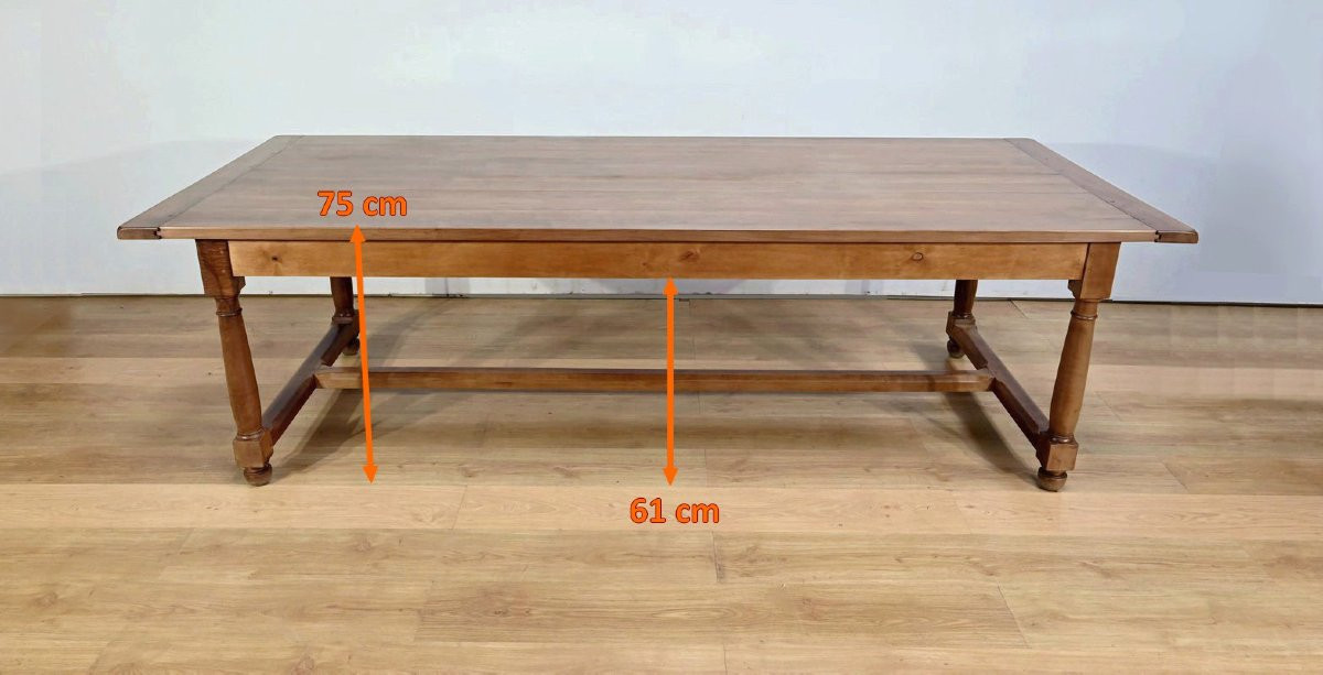 Table de Ferme en Bois de Pommier, goût Louis XIII - XXe-photo-7