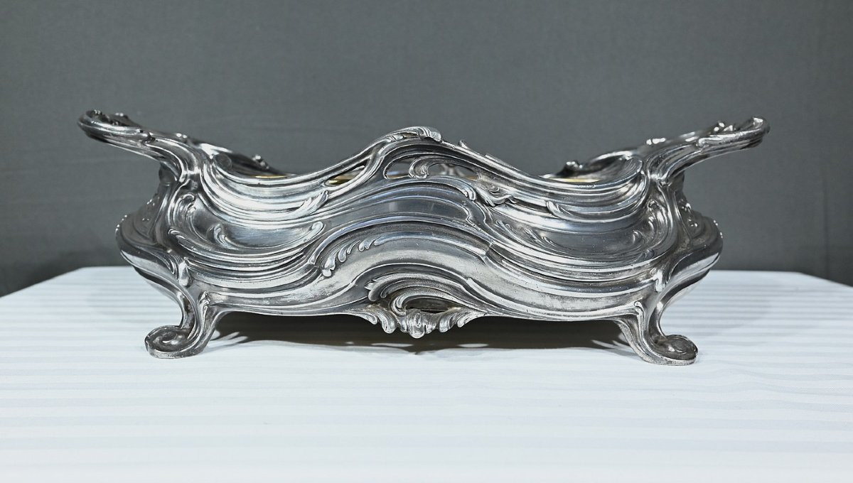 Silvered Bronze Planter, Victor Saglier, Art Nouveau – Late 19th Century-photo-3