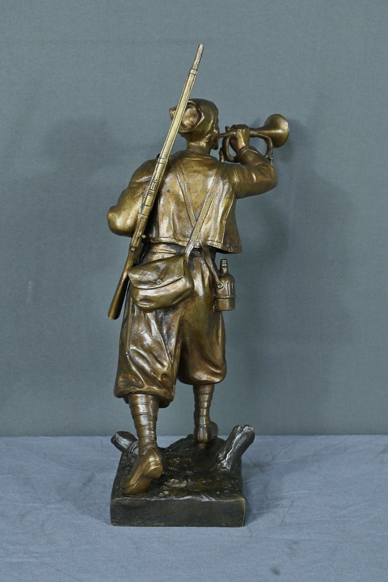 Bronze "the Zouave Trumpeter" By E. Carlier - Early 20th Century-photo-3