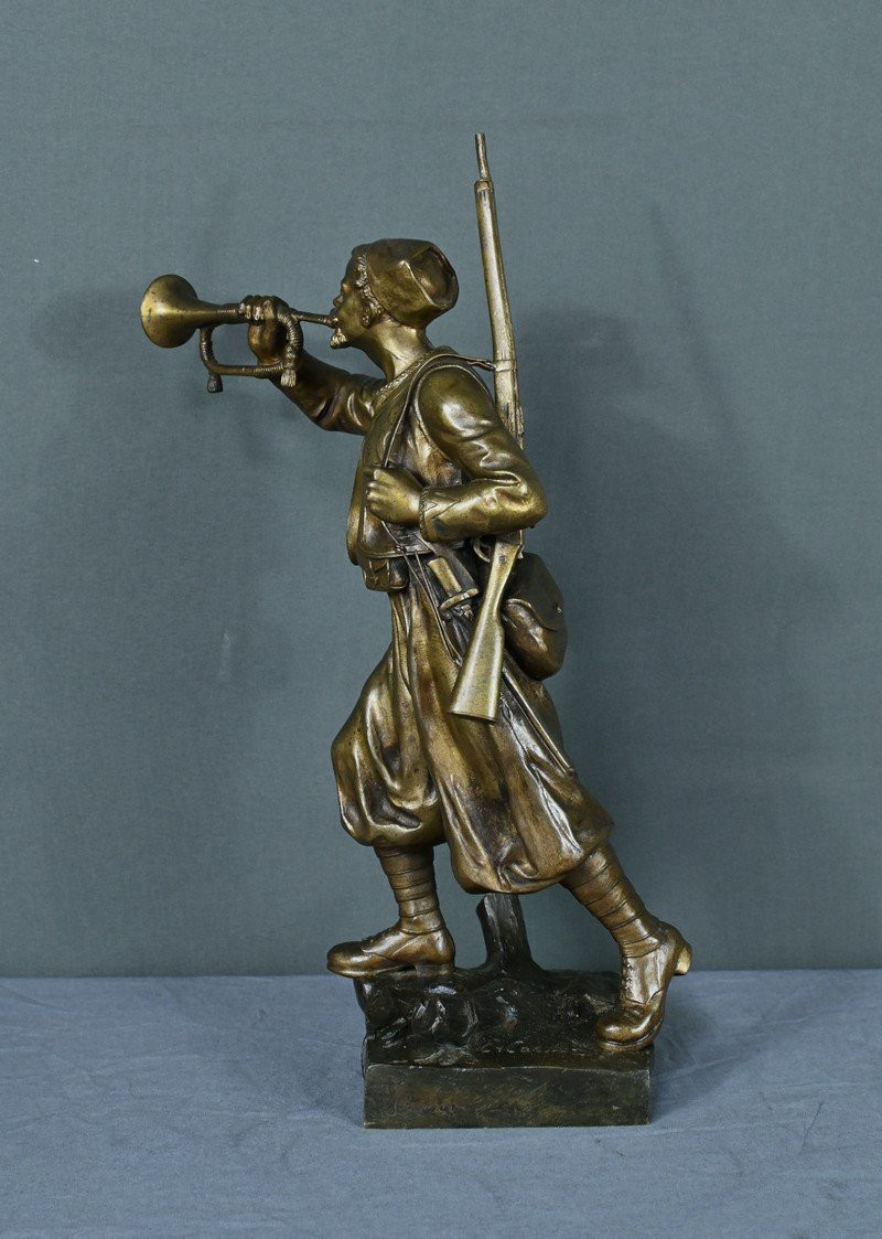 Bronze "the Zouave Trumpeter" By E. Carlier - Early 20th Century-photo-5