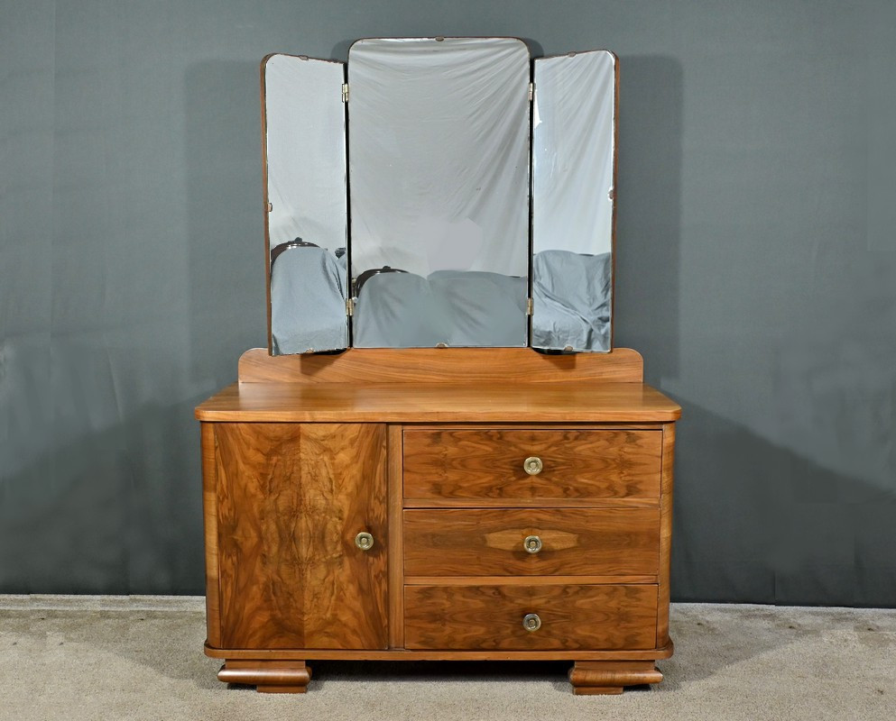Coiffeuse en Ronce de Noyer, Art Déco - 1930