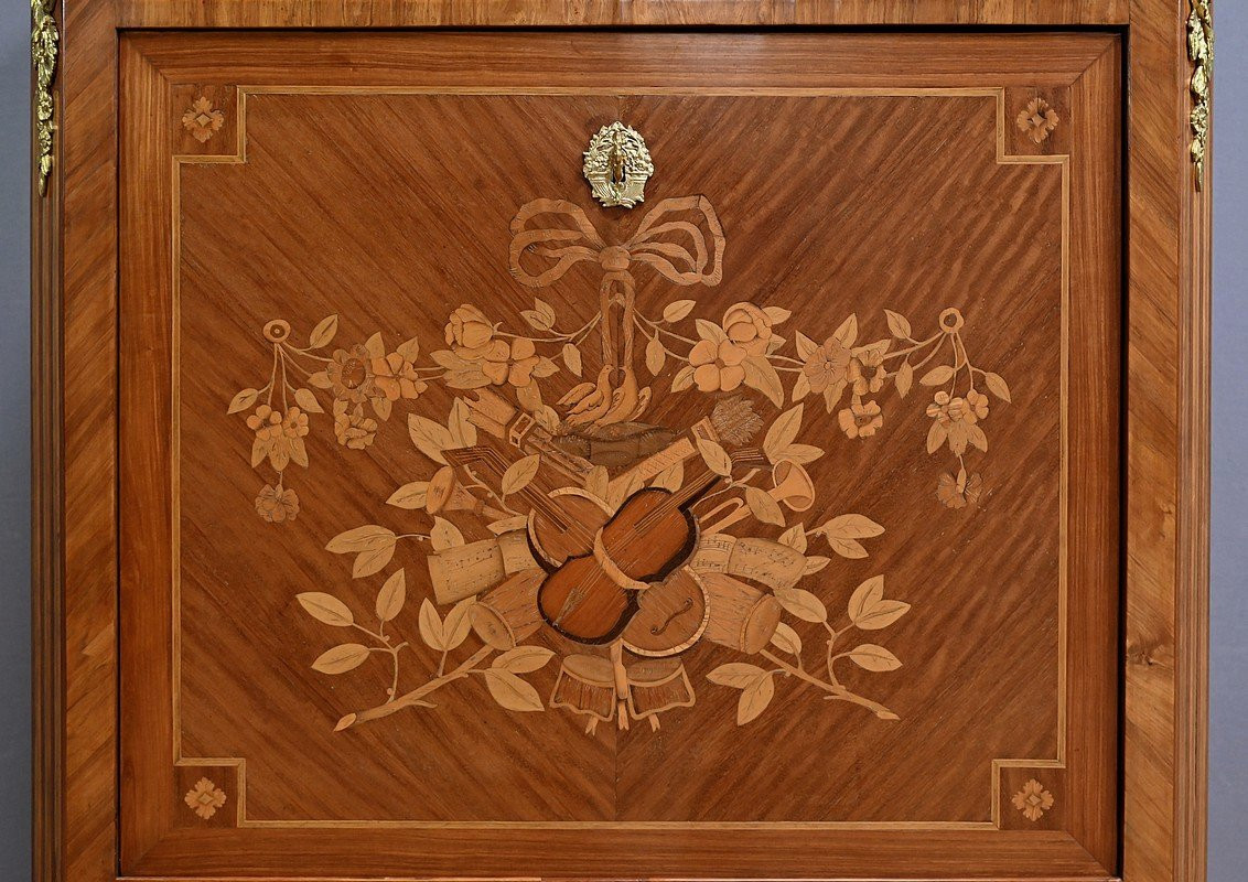  Rosewood Marquetry Secretary, Louis XV / Louis XVI Transition Style - Early 20th Century-photo-5