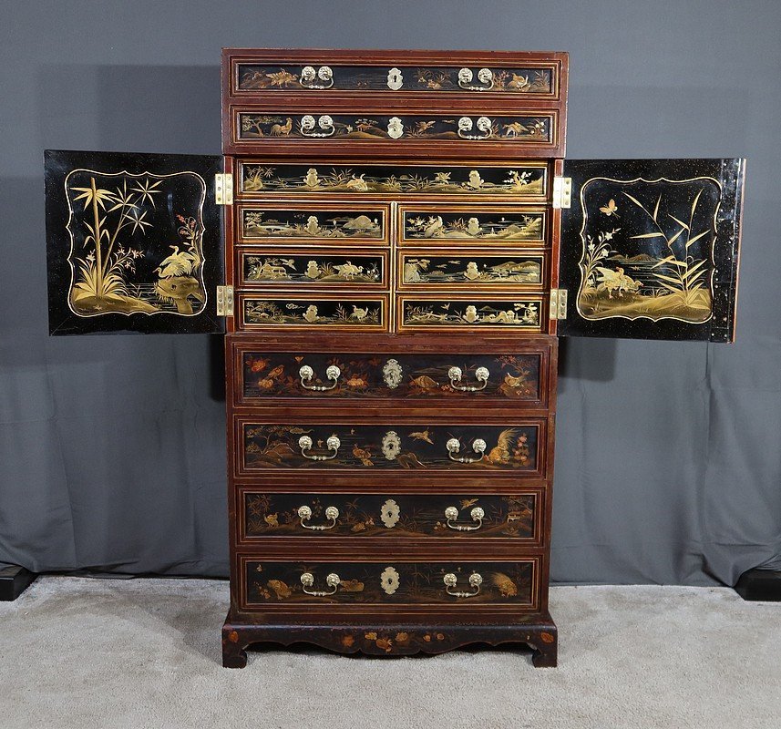 Chinese Cabinet In Lacquered And Painted Wood – Early 20th Century-photo-2