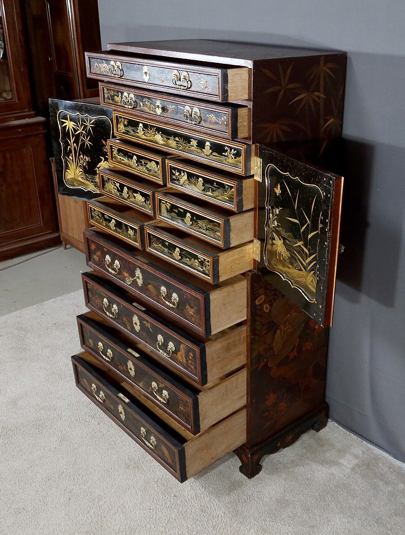 Chinese Cabinet In Lacquered And Painted Wood – Early 20th Century-photo-3