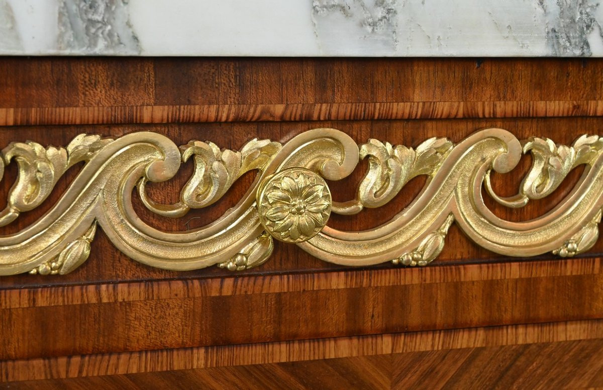 Meuble Vitrine en Marqueterie, style Louis XVI – 2ème partie XIXe-photo-4