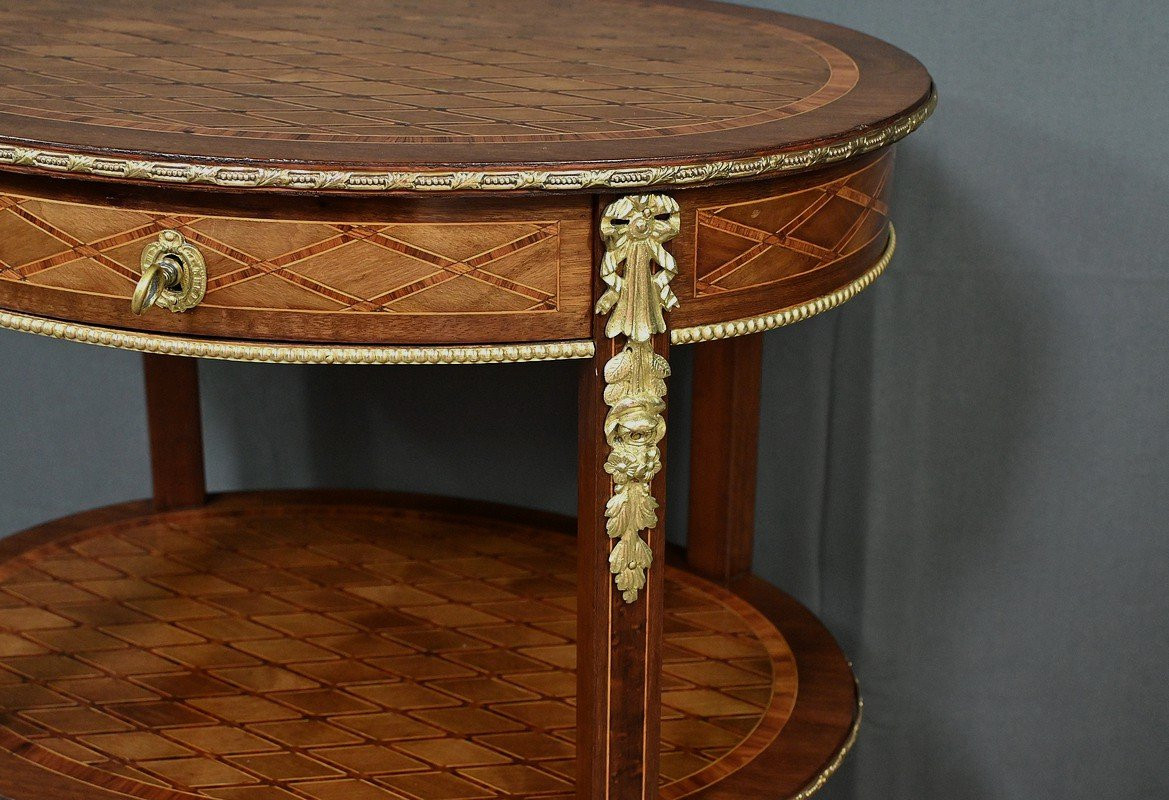 Petite Table de Salon en Marqueterie, style Transition Louis XV Louis XVI – Milieu XIXe-photo-4