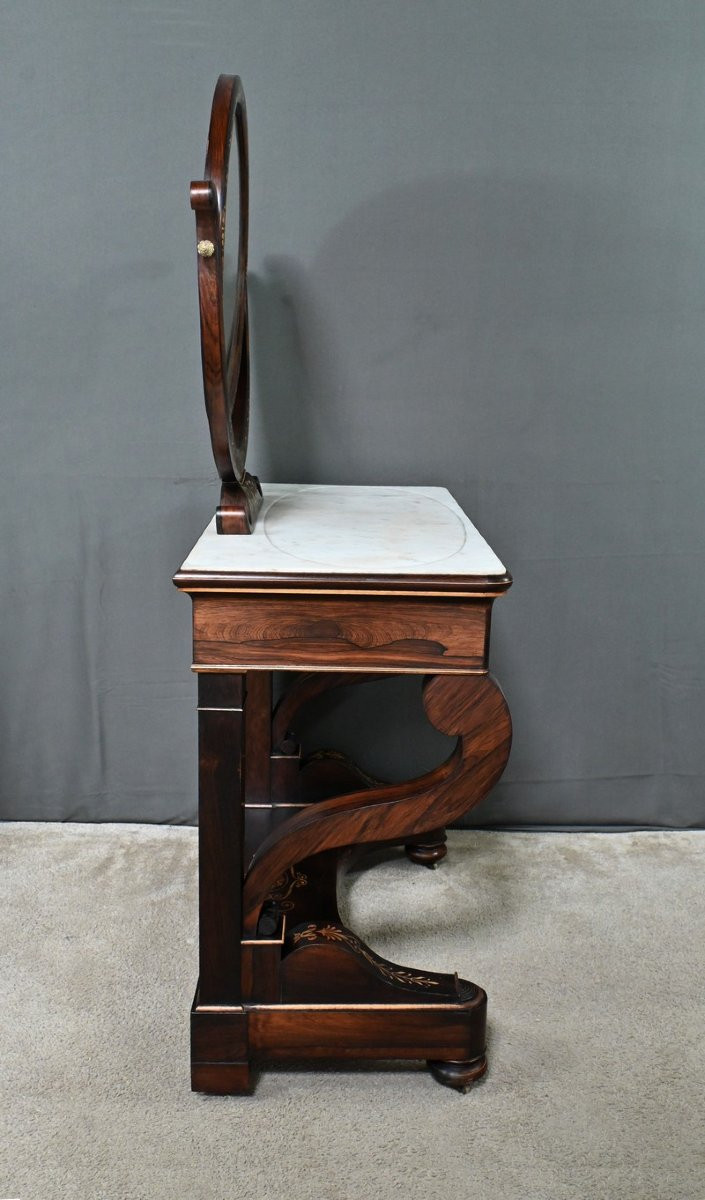 Coiffeuse en Palissandre et Marqueterie, époque Charles X – Début XIXe-photo-3