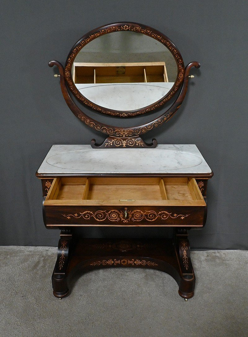 Coiffeuse en Palissandre et Marqueterie, époque Charles X – Début XIXe-photo-5