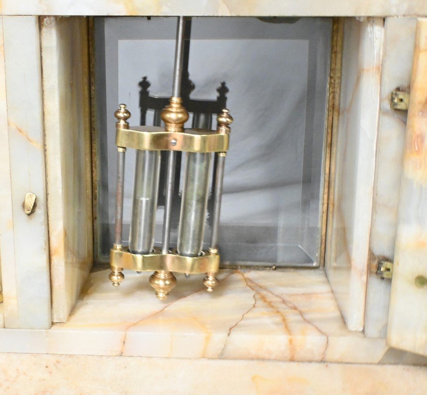 Marble And Bronze Fireplace Set, “a l'Espérance”, By H. Godchot – Late 19th Century-photo-8